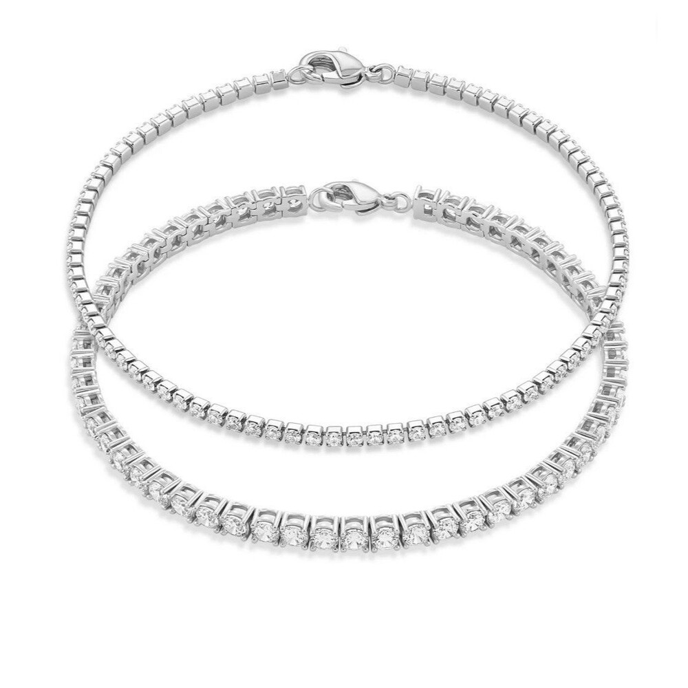 Believe by Brilliance Fine Silver Plated 1.75mm&3mm CZ 7.25” tennis bracelet (2)